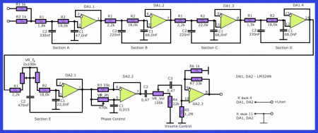 Схема НЧ фильтра на LM324 для усилителя сабвуфера