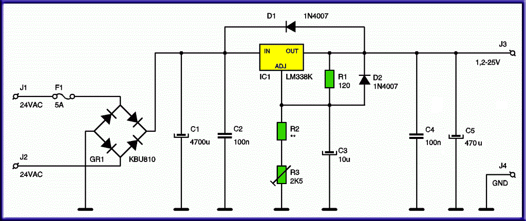 Источник напряжения питания 0-24В 3А на Arduino и LM338