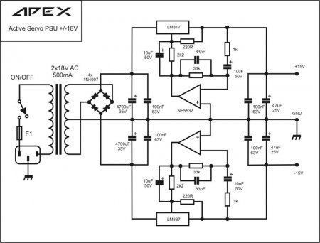 APEX Active Servo PSU LM317_LM337  