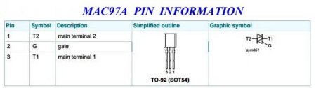 simistor MAC97A Pin