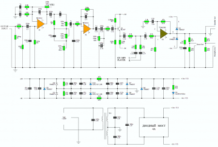 Guitar Amplifier TDA2050-schematic diagram