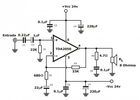 TDA2050 Amplifier schematic