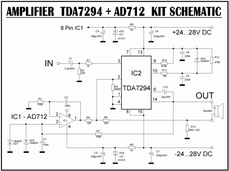 Amplifier TDA7294_AD712 KIT Schematic