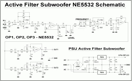 Filter for Active Subwoofer NE5532 Schematic
