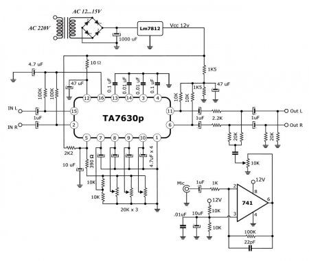 Preamp with MIC Input TA7630P Schematic