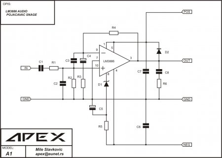 APEX Gainclone LM3886 amplifier schematic