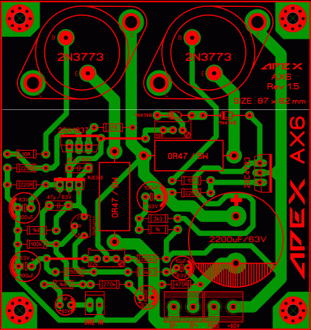 APEX AX6 Amplifier Rev 1.5 2N3773 LAY6