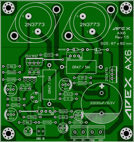 APEX AX6 Amplifier Rev 1.5 2N3773 LAY6 FOTO