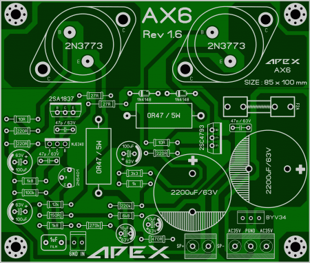 APEX AX6 Amplifier Rev 1.6 2N3773 LAY6 FOTO