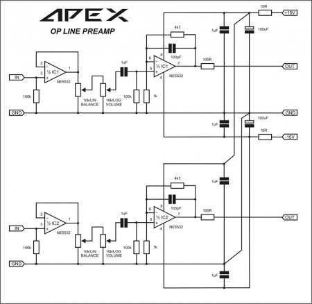 APEX OP line preamplifier schematic