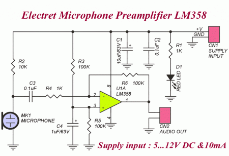 MICROPHONE PREAMPLIFIER SCHEMATIC 1024x703