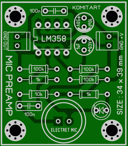 Electret Microphone Preamplifier LM358 LAY6 FOTO