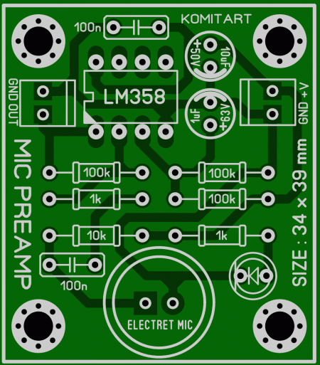 Схема микрофонного усилителя на lm358