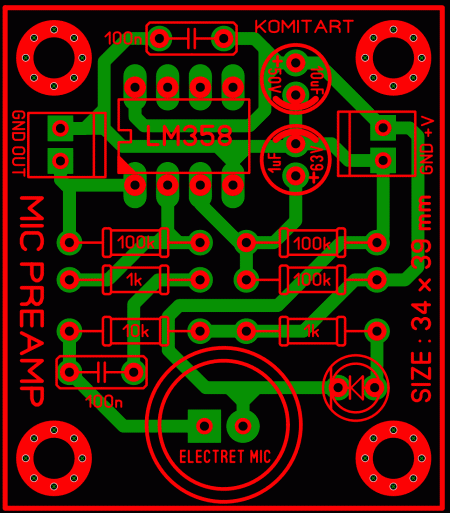 Electret Microphone Preamplifier LM358 LAY6