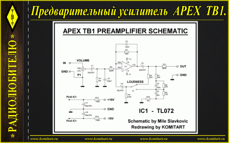 Предварительный усилитель APEX TB1 на TL072