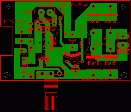 LT1083 regulated PSU 1,5-30V with POT LAY6