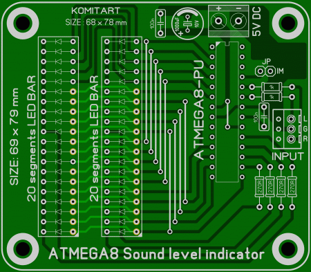 Sound level indicator with 2x 20 LED and peak indicator LAY6 FOTO