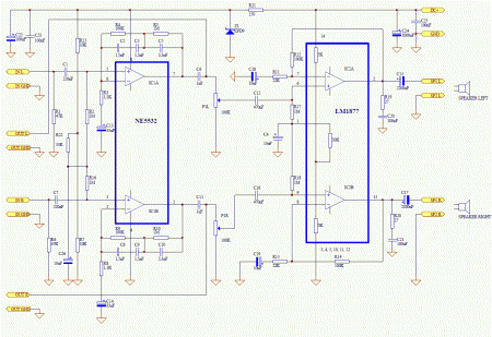 RIAA CORRECTOR with HEADPHONE AMPLIFIER SCHEMATIC