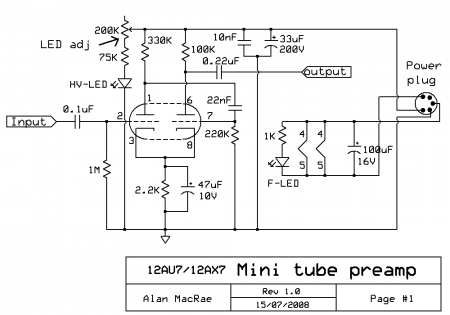 12AX7_12AU7 MINI Tube Preamp Schematic