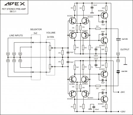 APEX BJT PREAMPLIFIER schematic