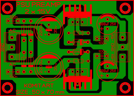 PSU Preamp 2x15V TIP41_TIP42 LAY6