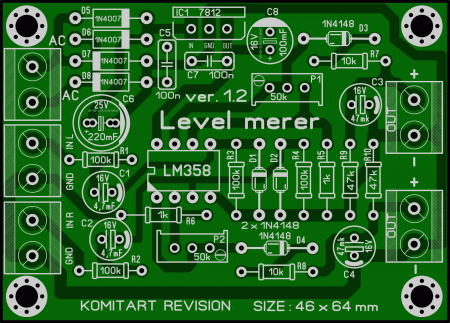 2 channels Level meter LM358 KOMITART v1.2  LAY6 Foto