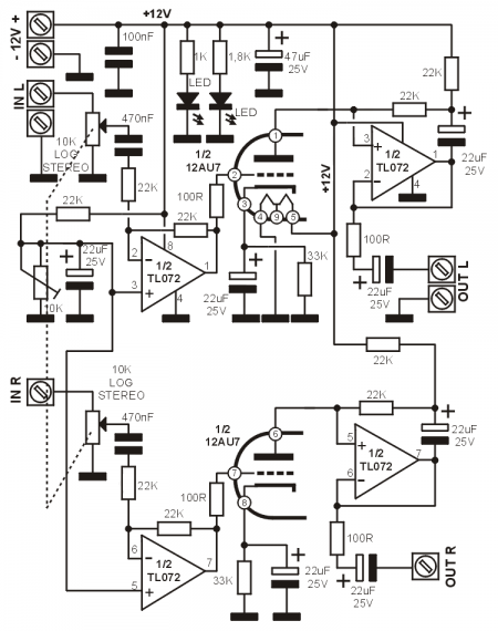 Preamplifier with 12AU7 and TL072 _Schematic