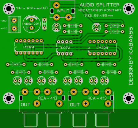 Audio Splitter 1 IN x 4 Stereo OUT_KOMITART_LAY6_FOTO