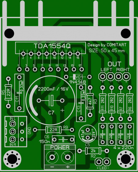 TDA1554Q AMP KOMITART LAY6 FOTO