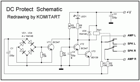 Защита акустики_3 транзистора (APEX) redrawing by KOMITART