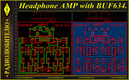 Headphone Amplifier with BUF634 KOMITART Project