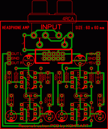 Headphone Amplifier OPA627_BUF634 KOMITART K2 LAY6