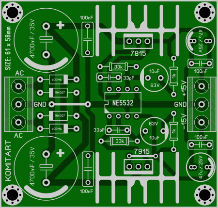 PSU Active Servo 2x15V_7815_7915_NE5532 LAY6 FOTO