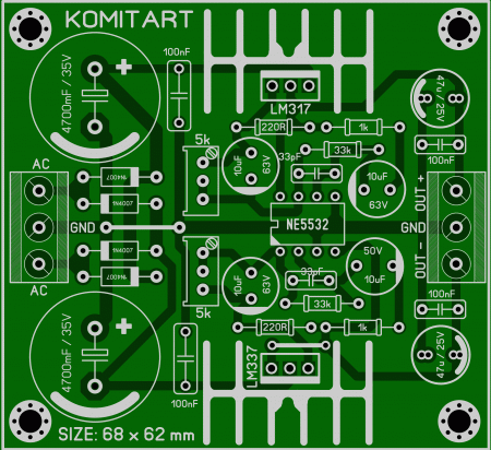 PSU Active Servo LM317_337_NE5532 LAY6 FOTO