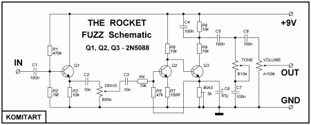 The ROCKET FUZZ Schematic