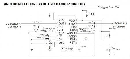 PT2256_INCLUDING LOUDNESS BUT NO BACKUP Schematic