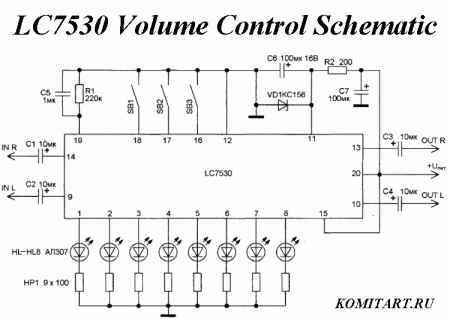 LC7530 Volume Control Schematic