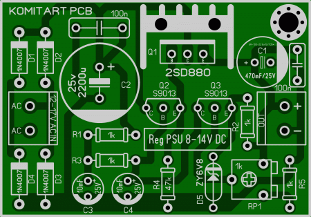 Reg PSU 8-14V DC 2SD880 KOMITART LAY6 FOTO