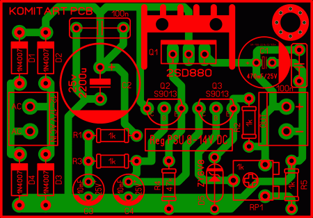 Reg PSU 8-14V DC 2SD880 KOMITART LAY6