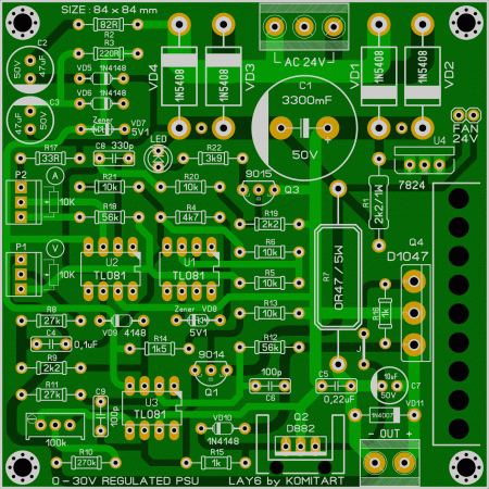 Regulated PSU 0-30V 0-3A  KOMITART LAY6 FOTO