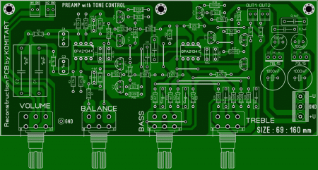 Preamp with tone control OPA2134 KOMITART LAY6 FOTO