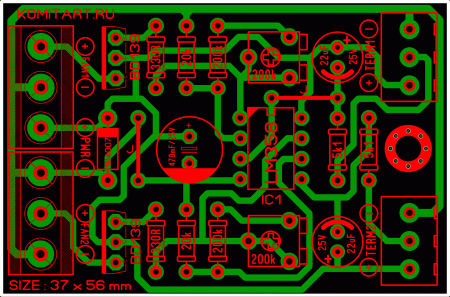 Control of two fans depending on temperature_ KOMITART LAY6