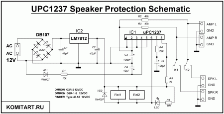 UPC1237 Speaker Protection Schematic