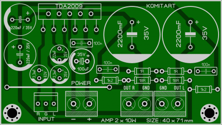 TDA2009 AMP 2 x 10W KOMITART LAY6 FOTO