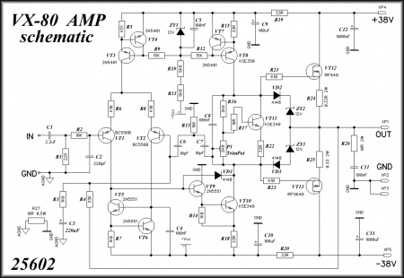 VX-80 AMPLIFIER Schematic