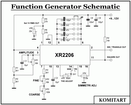 XR2206 Function Generator Schematic KOMITART