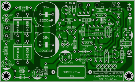 LAB PSU 0-30V 3A PRAKTICKA ELEKTRONIKA KOMITART LAY6 FOTO