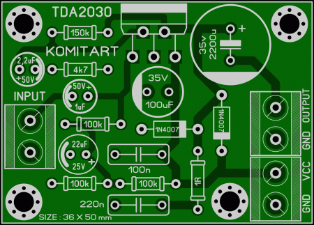 TDA2030 AMP KOMITART LAY6 FOTO