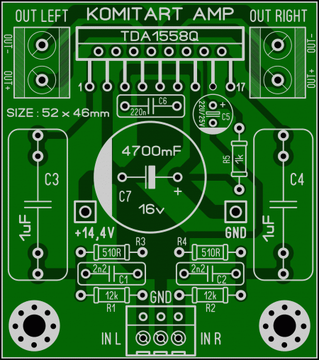 TDA1558Q KOMITART AMP LAY6 FOTO