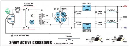  3_3Way Active Crossover PSU Schematic